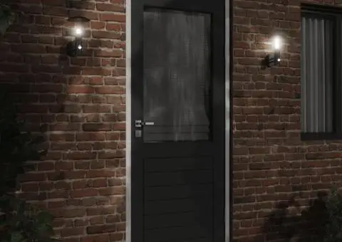 Lămpi exterioare de perete cu senzori, 2 buc., negru, oțel inox - 3/5