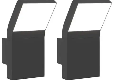Lămpi exterioare de perete cu LED 2 buc. negru, aluminiu turnat - 2/5