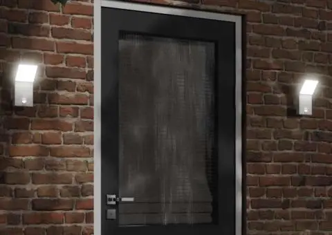 Lampă exterioară de perete cu LED/senzor, alb, aluminiu turnat - 1/5