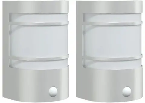 Lămpi exterioare de perete cu senzor 2 buc. argintiu, oțel inox - 2/5