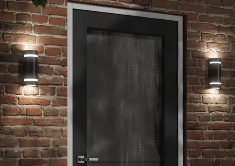 Lampă exterioară de perete, negru, aluminiu turnat sub presiune - 1/5