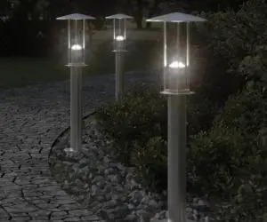 vidaXL Lămpi exterioare de podea 3 buc. argintiu 60 cm oțel inoxidabil
