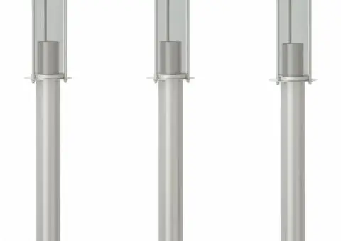 Lămpi exterioare de podea 3 buc. argintiu 60 cm oțel inoxidabil - 2/5