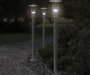 vidaXL Lămpi exterioare de podea 3 buc argintiu 100 cm oțel inoxidabil