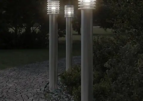 Lampă exterioară de podea, argintiu, 110 cm, oțel inoxidabil - 1/5