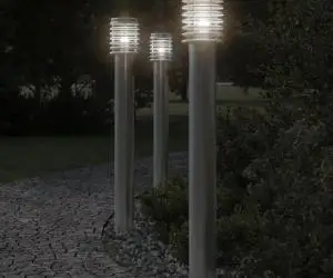 vidaXL Lampă exterioară de podea, argintiu, 110 cm, oțel inoxidabil