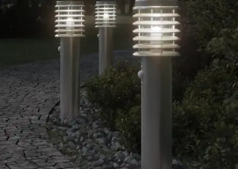 Lampă exterioară de podea cu senzor argintiu, 60 cm, oțel inox - 1/5