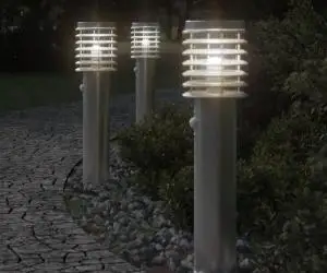 vidaXL Lampă exterioară de podea cu senzor argintiu, 60 cm, oțel inox