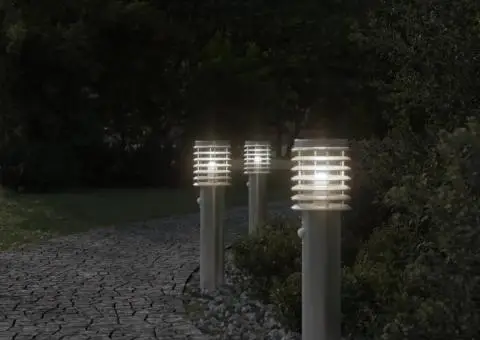 Lampă exterioară de podea cu senzor argintiu, 60 cm, oțel inox - 3/5