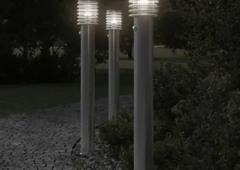 Lampă exterioară de podea cu senzor argintiu 110 cm, oțel inox - 1/5