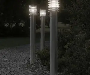 vidaXL Lampă exterioară de podea cu senzor argintiu 110 cm, oțel inox