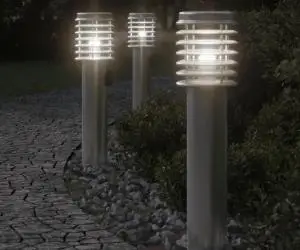 vidaXL Lampă exterioară de podea cu priză, argintiu, 60 cm, oțel inox
