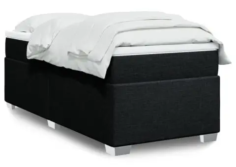 Pat box spring cu saltea, negru, 90x190 cm, textil - 1/5