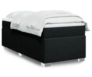 vidaXL Pat box spring cu saltea, negru, 90x190 cm, textil