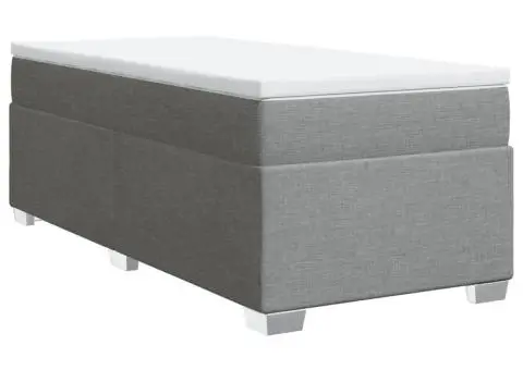 Pat box spring cu saltea, gri deschis, 90x190 cm, textil - 2/5