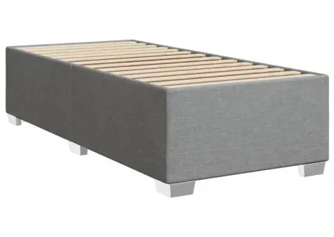 Pat box spring cu saltea, gri deschis, 90x190 cm, textil - 5/5