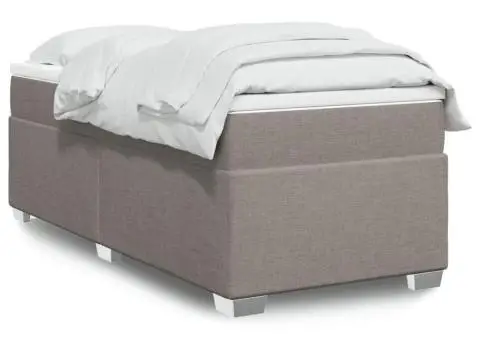 Pat box spring cu saltea, gri taupe, 90x200 cm, textil - 1/5