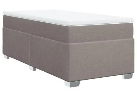Pat box spring cu saltea, gri taupe, 90x200 cm, textil - 2/5
