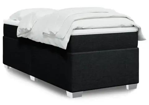 Pat box spring cu saltea, negru, 90x200 cm, textil - 1/5