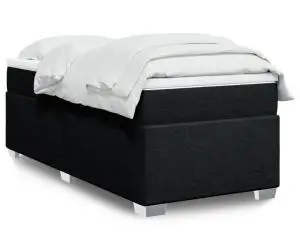 vidaXL Pat box spring cu saltea, negru, 90x200 cm, textil