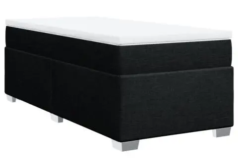 Pat box spring cu saltea, negru, 90x200 cm, textil - 2/5