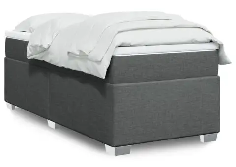 Pat box spring cu saltea, gri închis, 100x200 cm, textil - 1/5