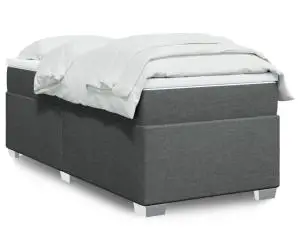 vidaXL Pat box spring cu saltea, gri închis, 100x200 cm, textil