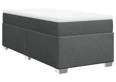 Pat box spring cu saltea, gri închis, 100x200 cm, textil - 2/5