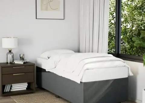 Pat box spring cu saltea, gri închis, 100x200 cm, textil - 3/5