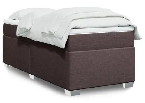 Pat box spring cu saltea, maro închis, 100x200 cm, textil - 1/5