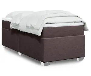 vidaXL Pat box spring cu saltea, maro închis, 100x200 cm, textil