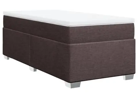 Pat box spring cu saltea, maro închis, 100x200 cm, textil - 2/5