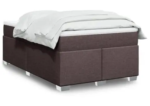 Pat box spring cu saltea, maro închis, 120x190 cm, textil - 1/5