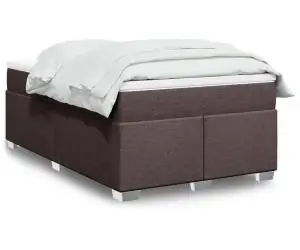 vidaXL Pat box spring cu saltea, maro închis, 120x190 cm, textil