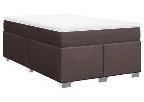 Pat box spring cu saltea, maro închis, 120x190 cm, textil - 2/5