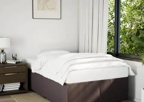 Pat box spring cu saltea, maro închis, 120x190 cm, textil - 3/5