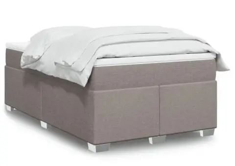 Pat box spring cu saltea, gri taupe, 120x200 cm, textil - 1/5