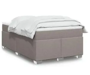 vidaXL Pat box spring cu saltea, gri taupe, 120x200 cm, textil