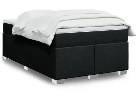 Pat box spring cu saltea, negru, 120x200 cm, textil - 1/5