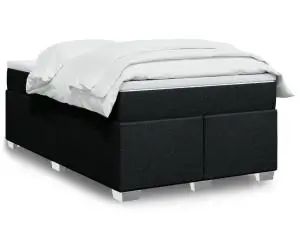 vidaXL Pat box spring cu saltea, negru, 120x200 cm, textil