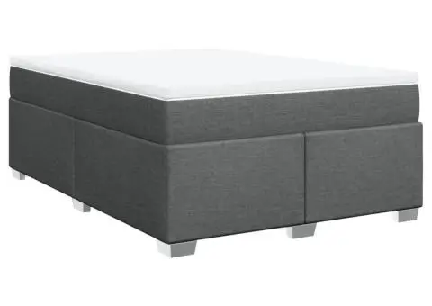 Pat box spring cu saltea, gri închis, 140x190 cm, textil - 2/5