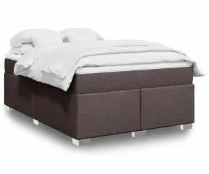 vidaXL Pat box spring cu saltea, maro închis, 140x200 cm, textil