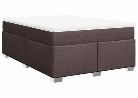 Pat box spring cu saltea, maro închis, 140x200 cm, textil - 2/5