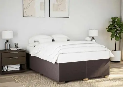 Pat box spring cu saltea, maro închis, 140x200 cm, textil - 3/5