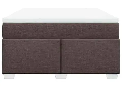 Pat box spring cu saltea, maro închis, 140x200 cm, textil - 4/5