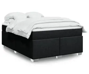 vidaXL Pat box spring cu saltea, negru, 160x200 cm, textil