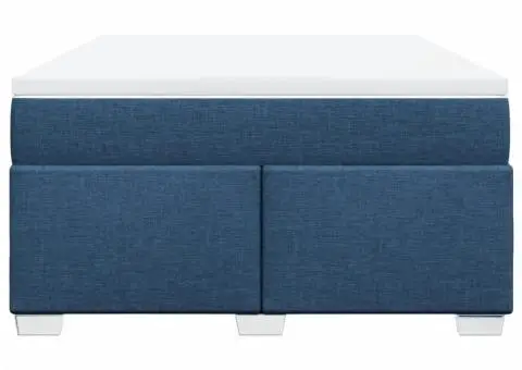 Pat continental cu saltea, albastru, 160x200cm, material textil - 4/5