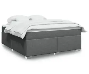 vidaXL Pat box spring cu saltea, gri închis, 180x200 cm, textil