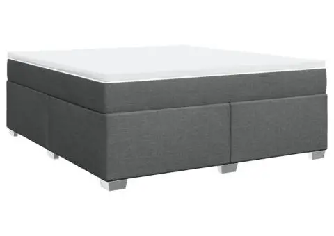 Pat box spring cu saltea, gri închis, 180x200 cm, textil - 2/5