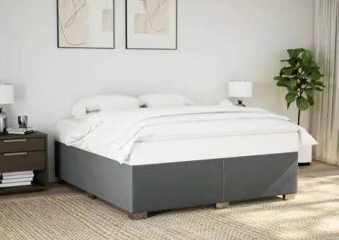 Pat box spring cu saltea, gri închis, 180x200 cm, textil - 3/5